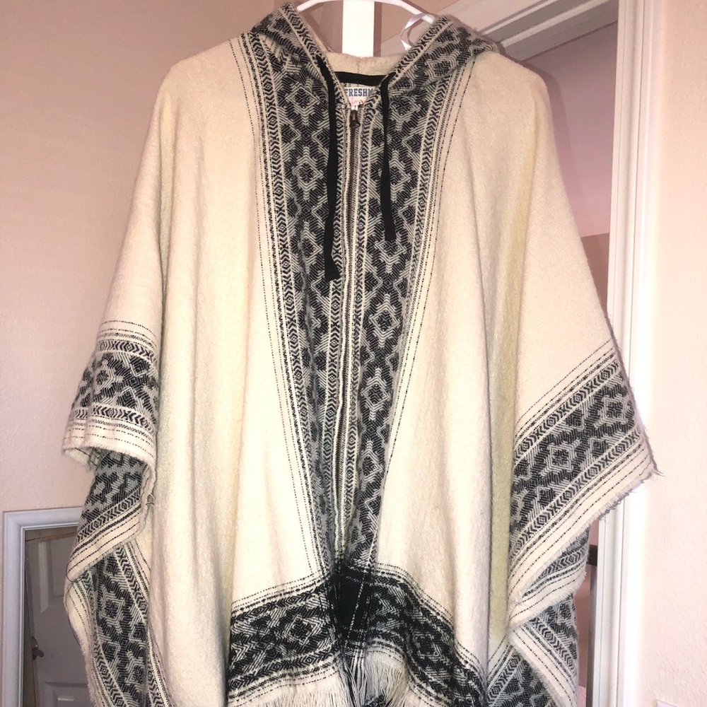 Black and Tan Hooded Poncho